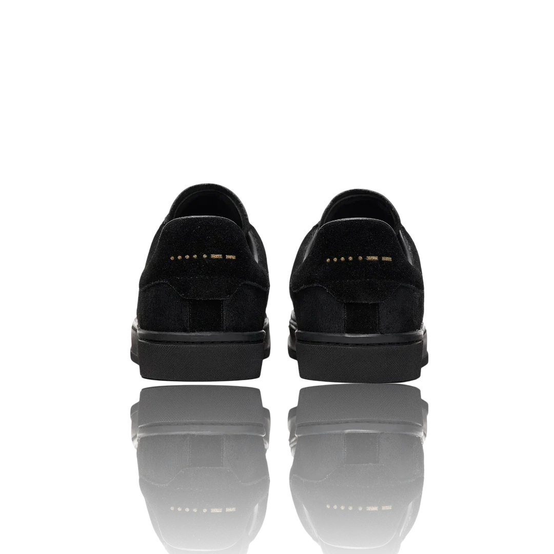 Black Suede and Crackle Leather-Trimmed Leather Sneakers
