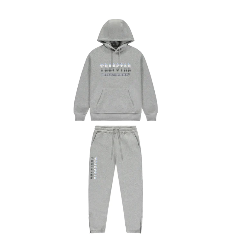 Trapstar Chenille Decoded 2.0 Hoodie Tracksuit - (GREY/ICE BLUE)