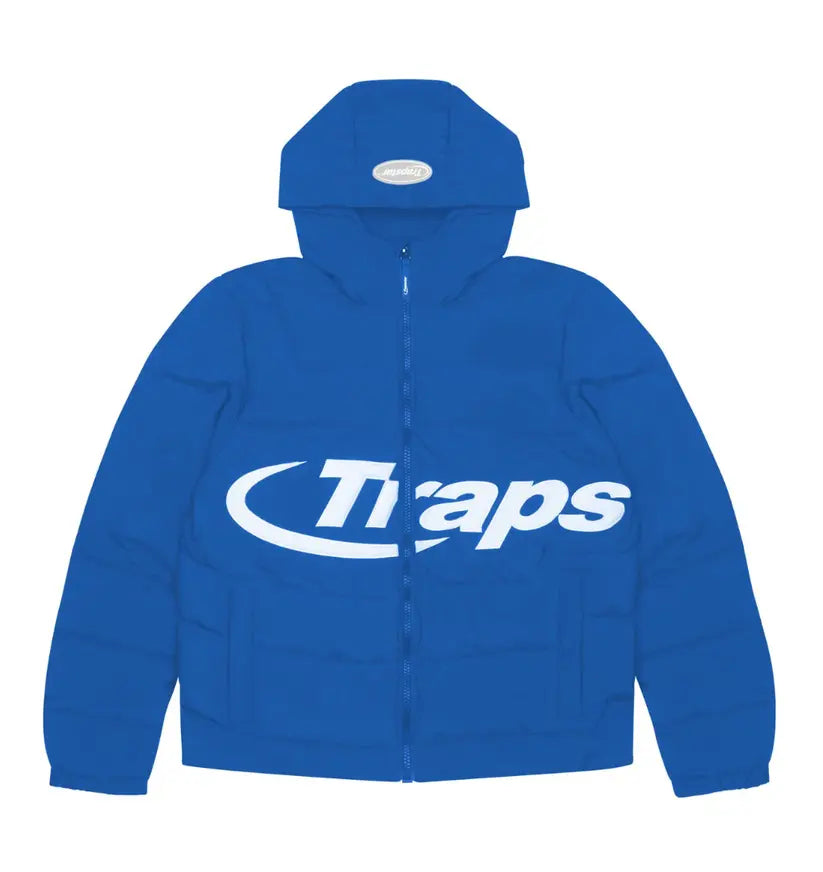 Trapstar Hyperdrive Hooded Puff Puffer Jacket - (BLUE/WHITE) Wreps
