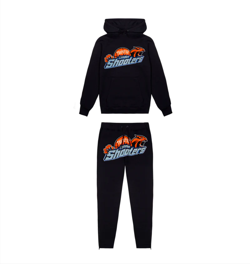 Trapstar Shooters Hoodie Tracksuit - (BLACK/ORANGE)