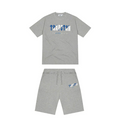 Trapstar Chenille Decoded Short Set - (GREY/DAZZLING BLUE)