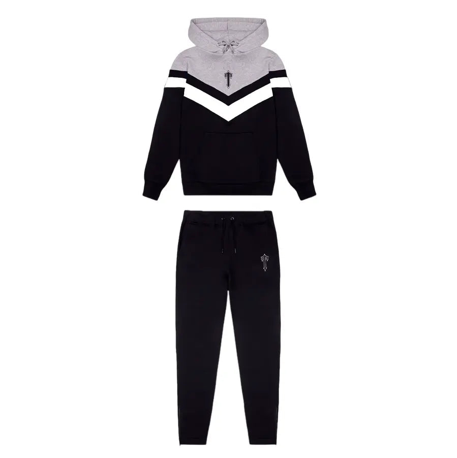 Trapstar V Stripe Tracksuit - (BLACK/WHITE/MARL GREY) Trapstar