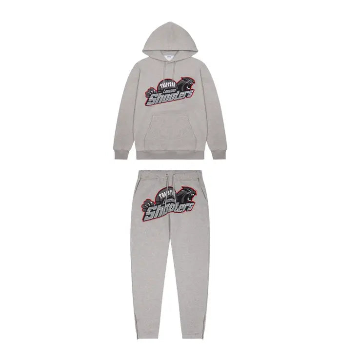 Trapstar Shooters Hoodie Tracksuit - (GREY/RED) Trapstar
