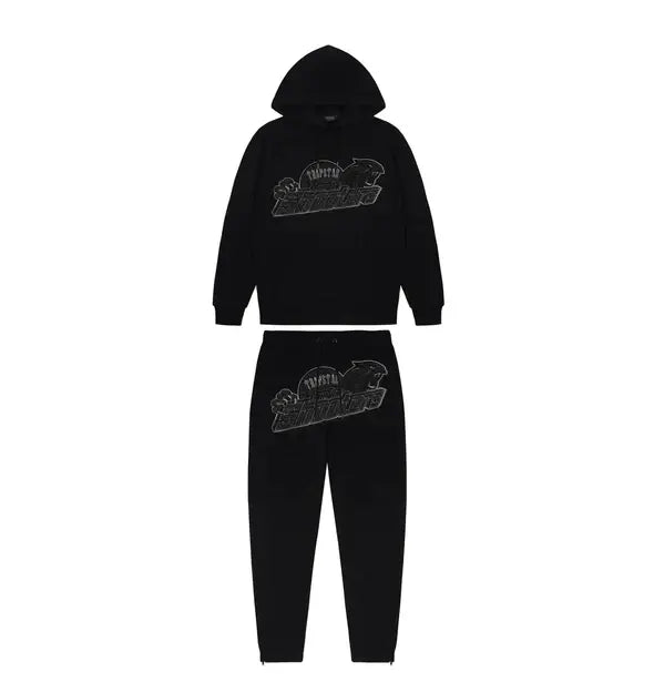 Trapstar Shooters Hoodie Tracksuit - (BLACK MONOCHROME EDITION) Trapstar