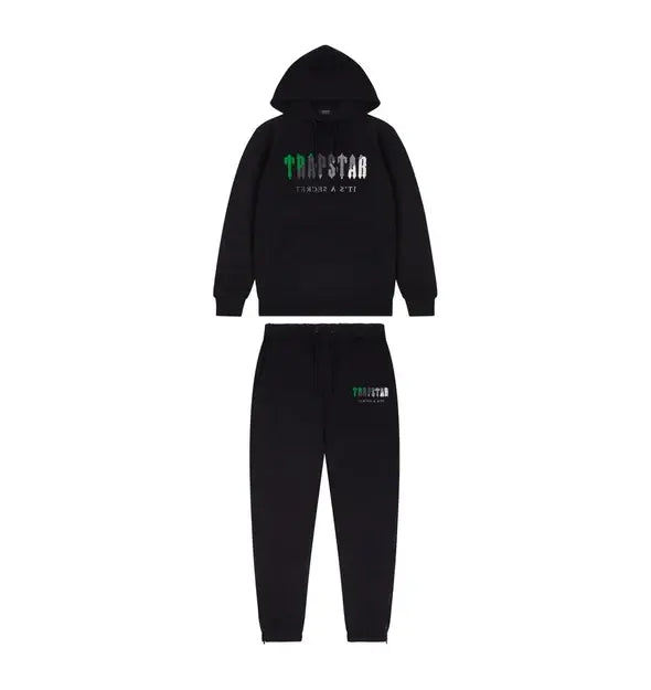 Trapstar Chenille Decoded Hoodie Tracksuit - (BLACK/GREEN) Trapstar