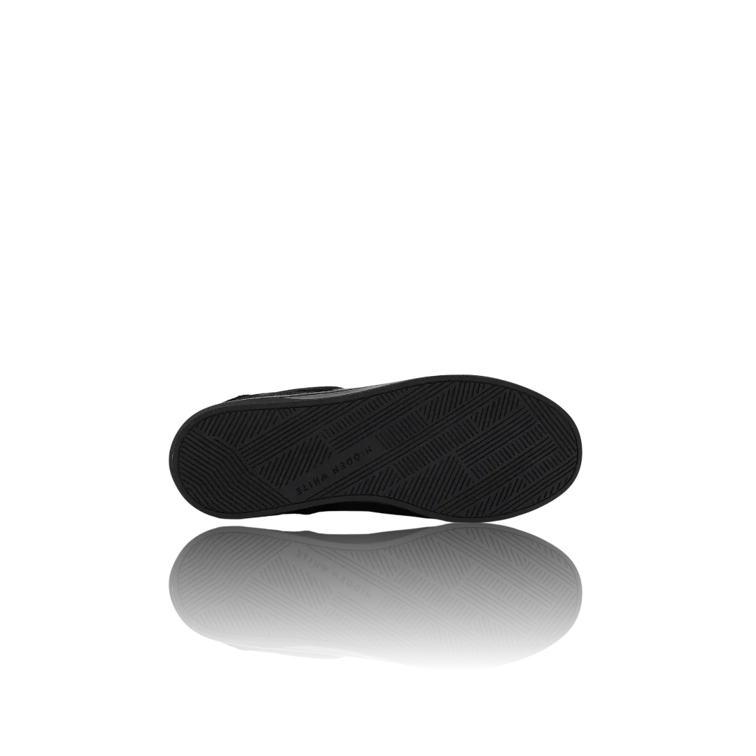 Black Suede and Crackle Leather-Trimmed Leather Sneakers