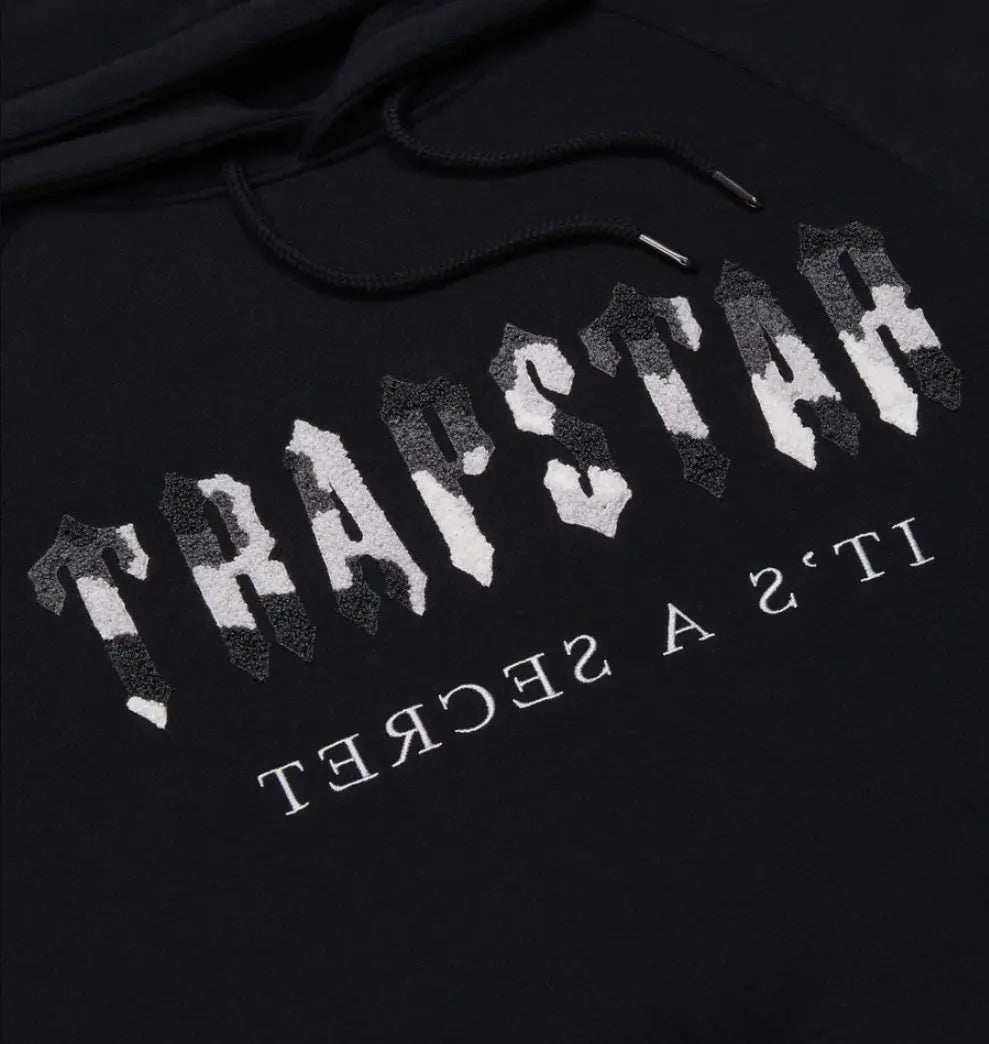 Trapstar Chenille Camo Decoded Hooded Anniversary Tracksuit - (BLACK) Trapstar