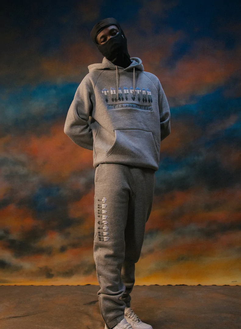 Trapstar Chenille Decoded 2.0 Hoodie Tracksuit - (GREY/ICE BLUE)