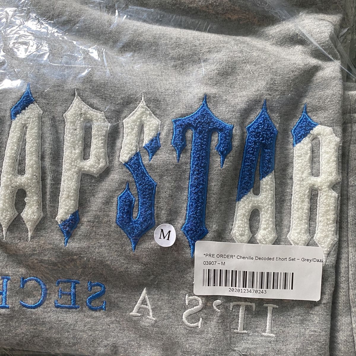 Trapstar Chenille Decoded Short Set - (GREY/DAZZLING BLUE)