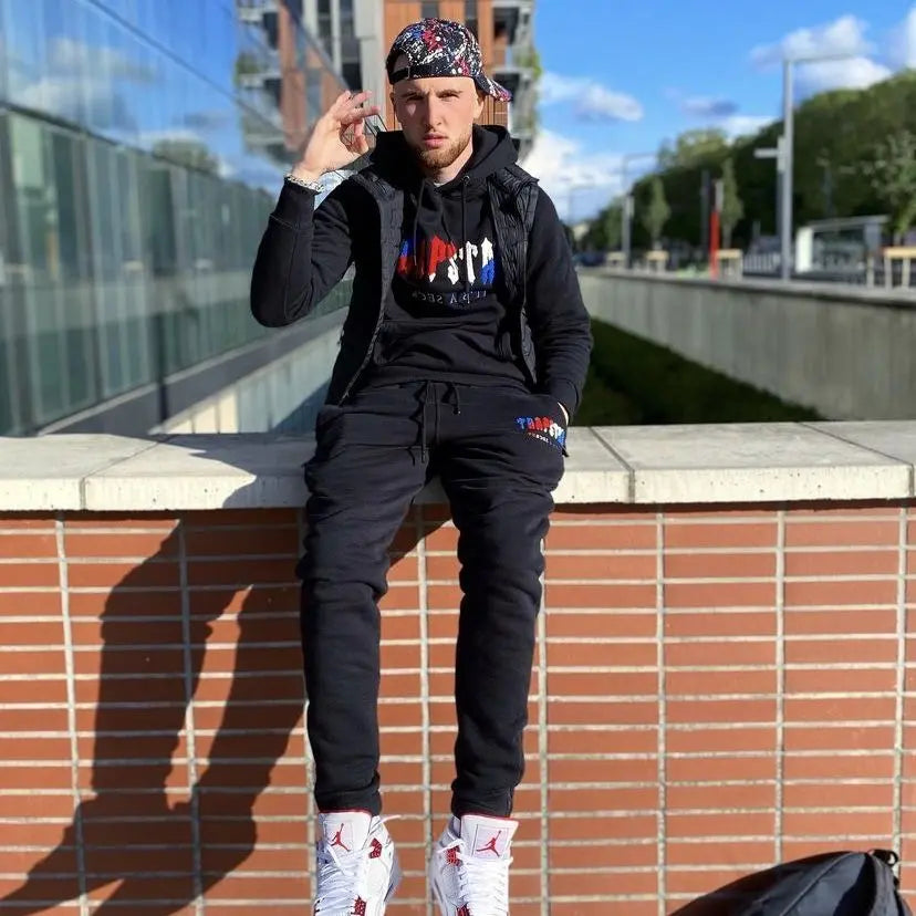 Trapstar Chenille Decoded Hoodie Tracksuit - (BLACK REVOLUTION) Trapstar