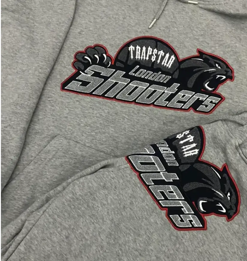 Trapstar Shooters Hoodie Tracksuit - (GREY/RED) Trapstar