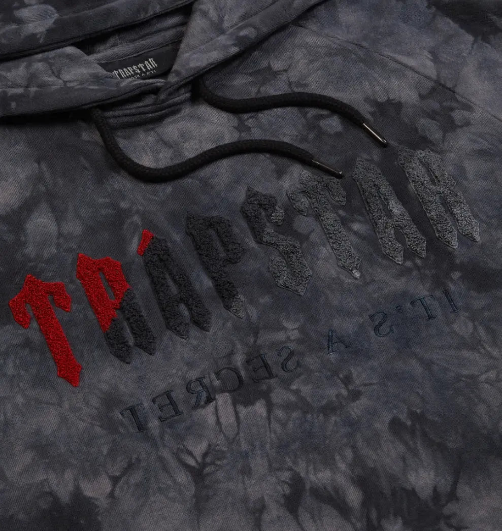 Trapstar Chenille Decoded Hooded Tracksuit - (ALLOVER TIE DYE RED) Trapstar