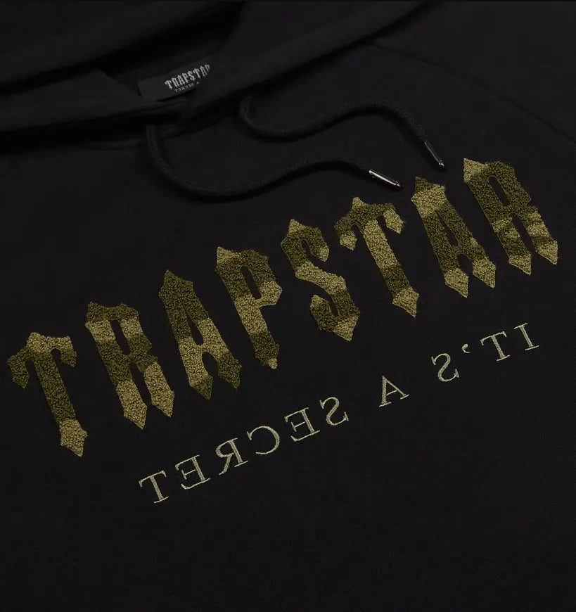 Trapstar Chenille Decoded Hoodie Tracksuit - (BLACK CAMO MILITARY EDITION) Trapstar
