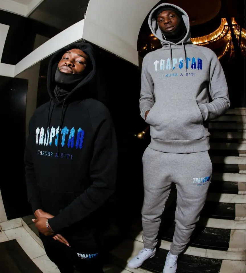 Trapstar Chenille Decoded Hoodie Tracksuit - (GREY ICE FLAVOURS) Trapstar