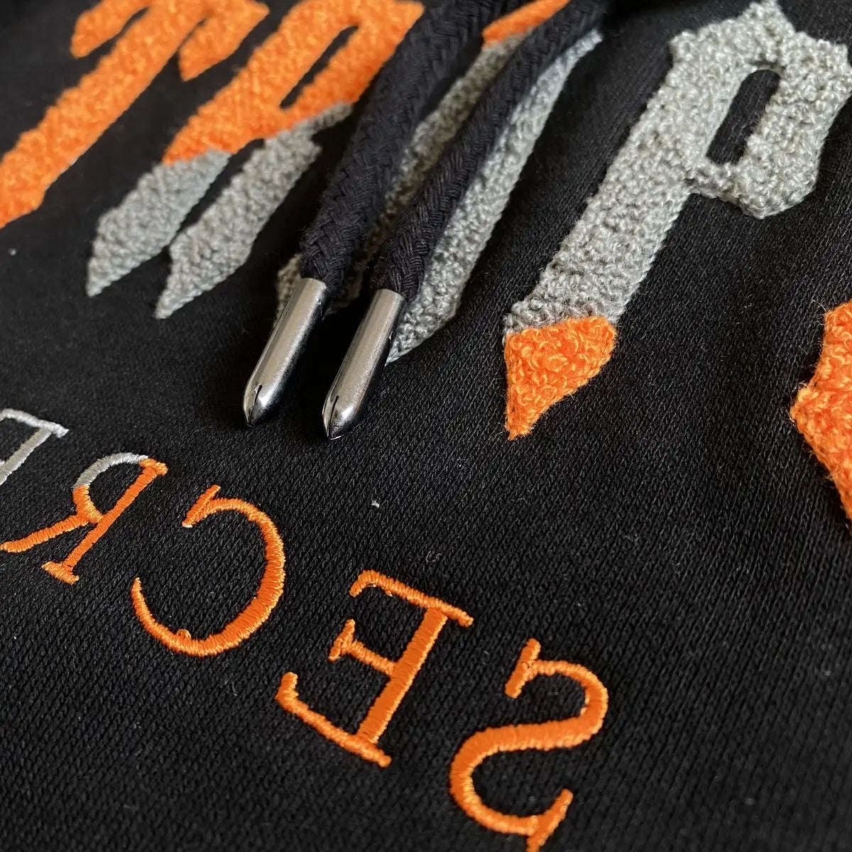 Trapstar Chenille Decoded Hoodie Tracksuit - (BLACK/ORANGE EDITION) Trapstar