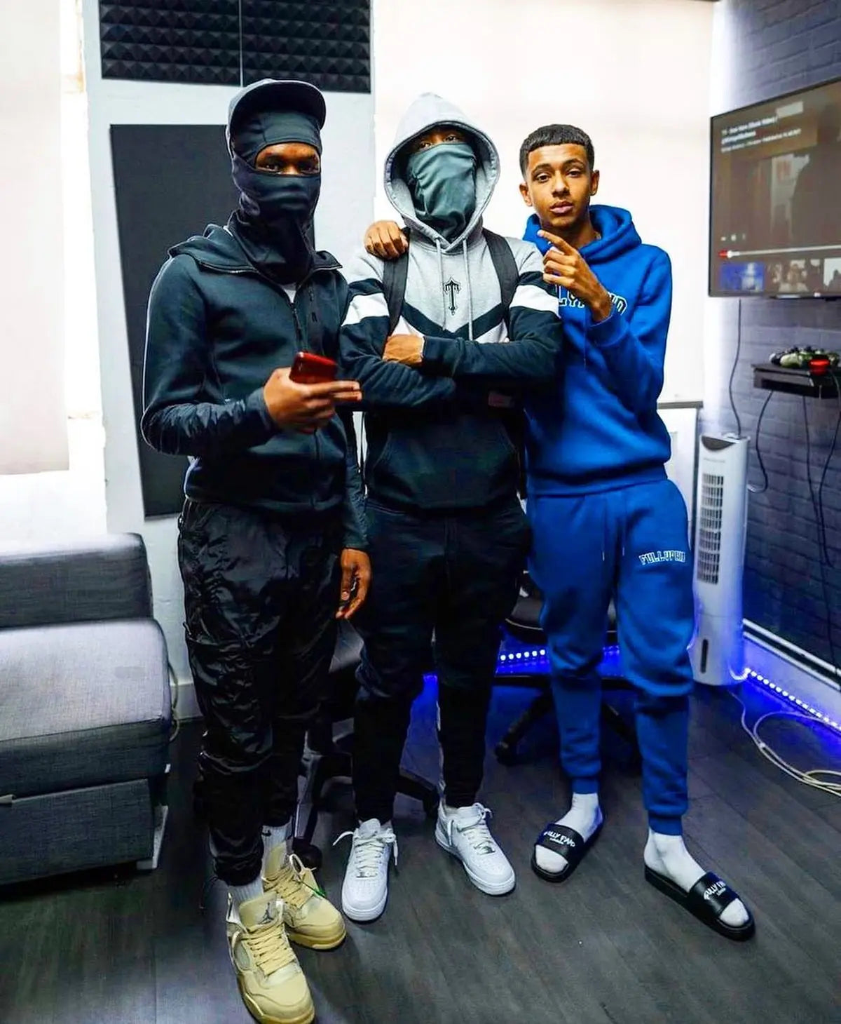 Trapstar V Stripe Tracksuit - (BLACK/WHITE/MARL GREY) Trapstar