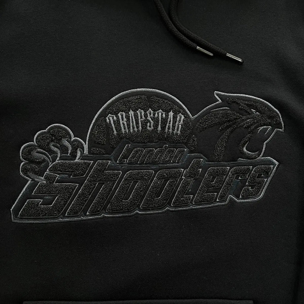 Trapstar Shooters Hoodie Tracksuit - (BLACK MONOCHROME EDITION) Trapstar