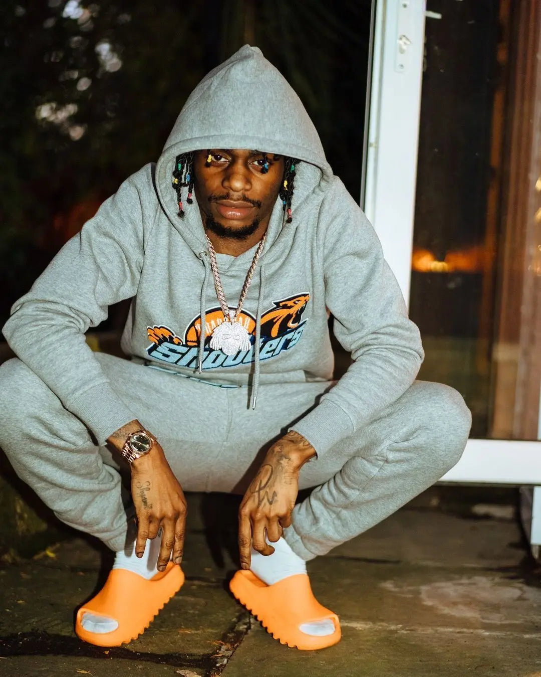 Trapstar Shooters Hoodie Tracksuit - (GREY/ORANGE) Trapstar