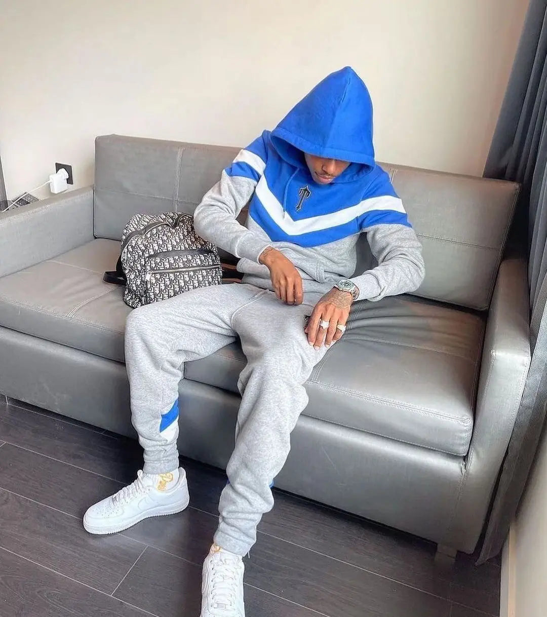 Trapstar V Stripe Tracksuit - (BLACK/BLUE/GREY) Trapstar