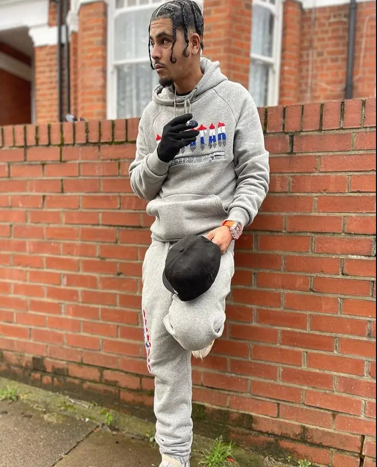 Trapstar Chenille Decoded 2.0 Hoodie Tracksuit - (GREY REVOLUTION EDITION) Trapstar