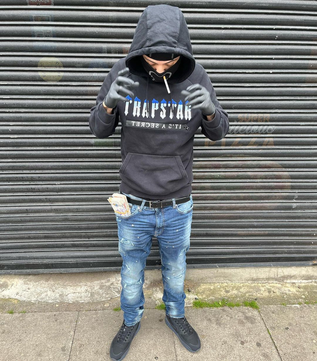 Trapstar Chenille Decoded 2.0 Hoodie Tracksuit - (BLACK ICE EDITION)