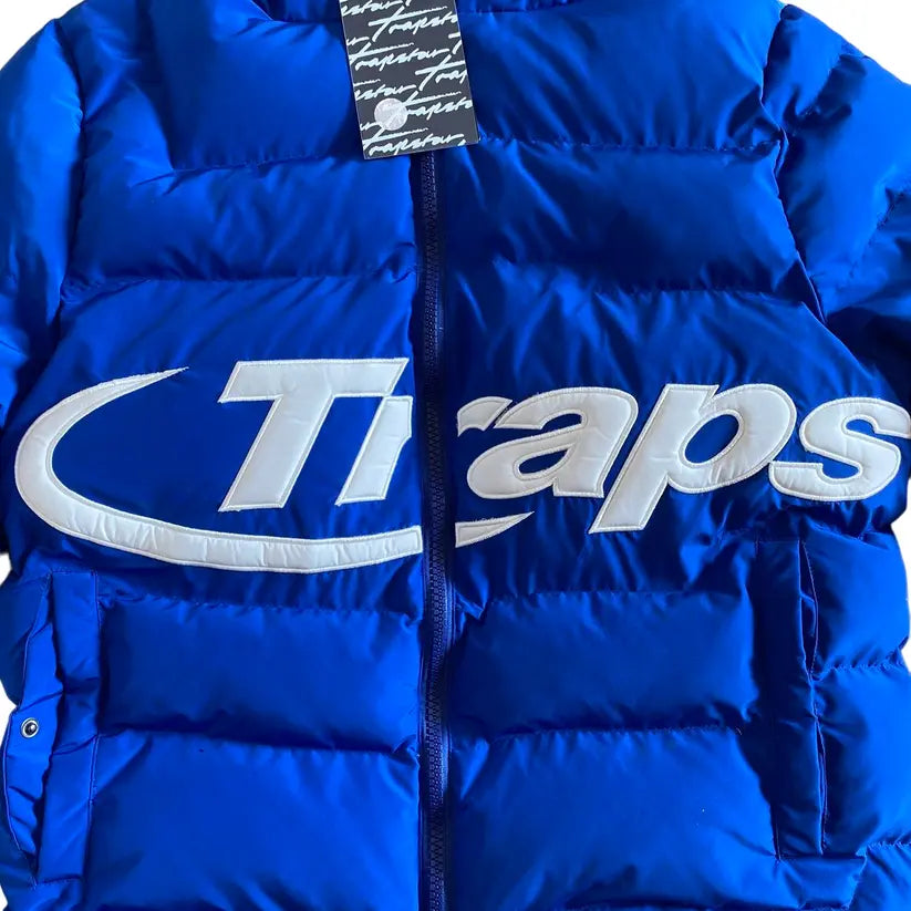 Trapstar Hyperdrive Hooded Puff Puffer Jacket - (BLUE/WHITE) Wreps