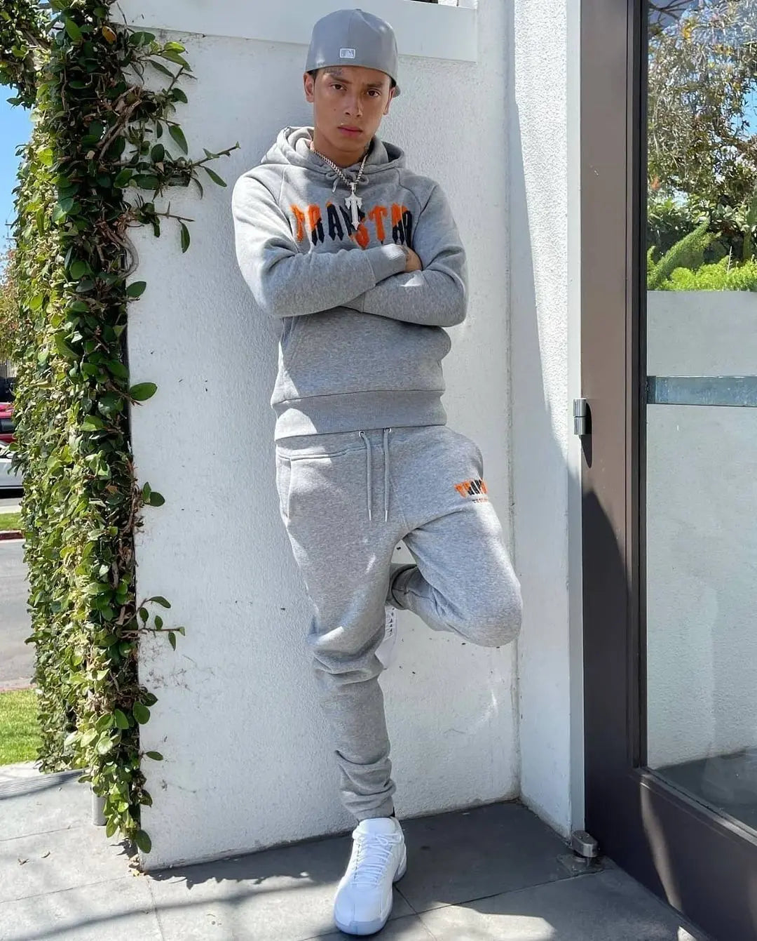 Trapstar Chenille Decoded Hoodie Tracksuit - (GREY/ORANGE EDITION) Trapstar