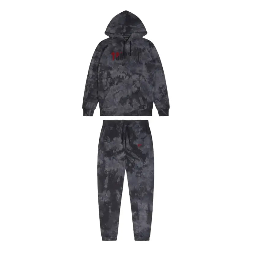 Trapstar Chenille Decoded Hooded Tracksuit - (ALLOVER TIE DYE RED) Trapstar