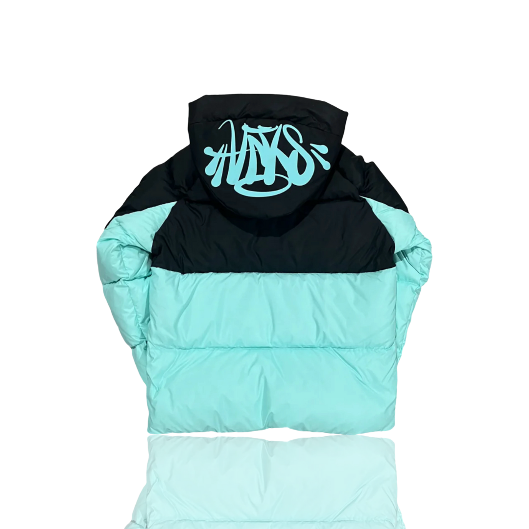 Black & Teal Syna Down Puffer Jacket