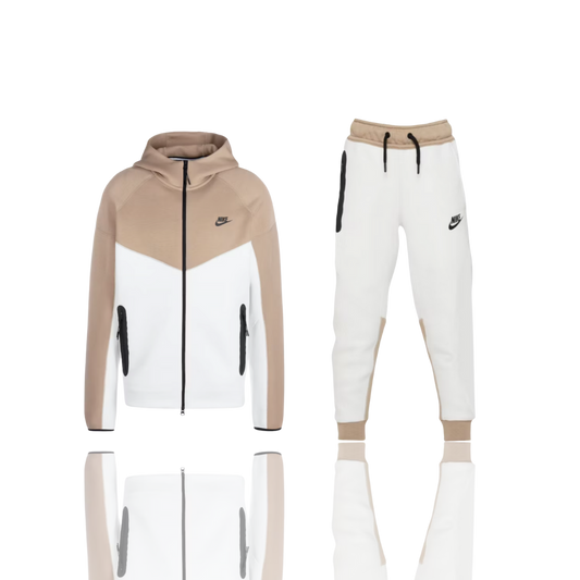 Nike White & Beige Tech Fleece
