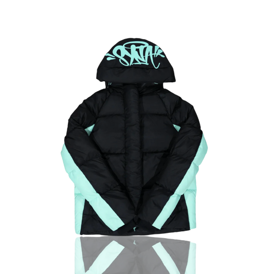 Black & Teal Syna Down Puffer Jacket