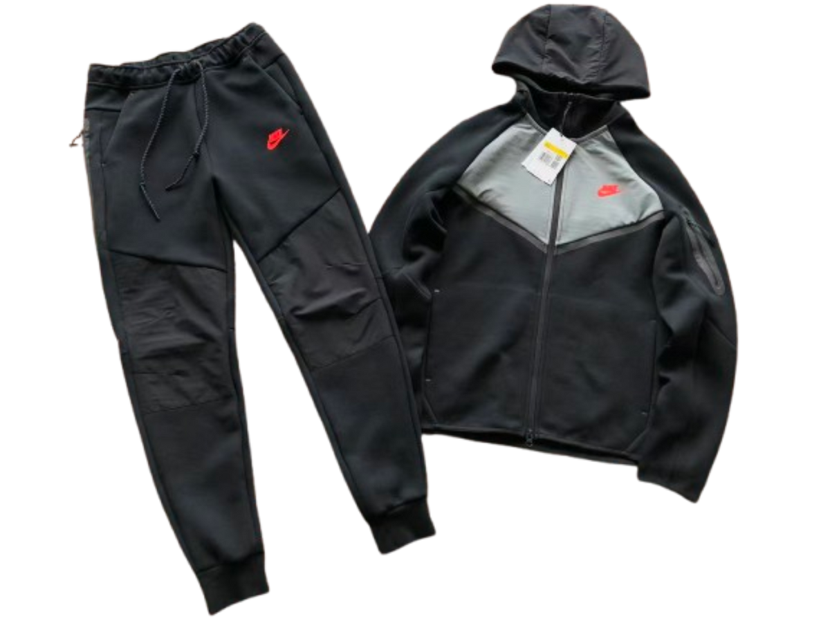 Tech Fleece Tracksuit - Black & Dark Smoke Grey