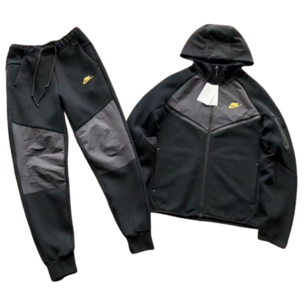 Tech Fleece Tracksuit - Black/Dark Smoke Grey/Neon Yellow
