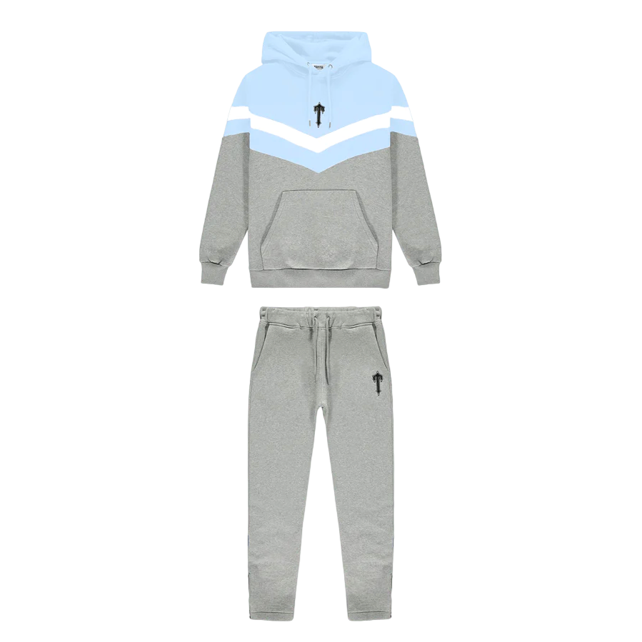 Trapstar V Stripe Tracksuit - (CASHMERE BLUE/WHITE/MARL GREY)